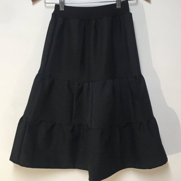 Skirt 100% Wool Girls 7/8 M Maxi Black Ruffle Tiered Neutral Mom and Pop's Kids - Picture 4 of 9
